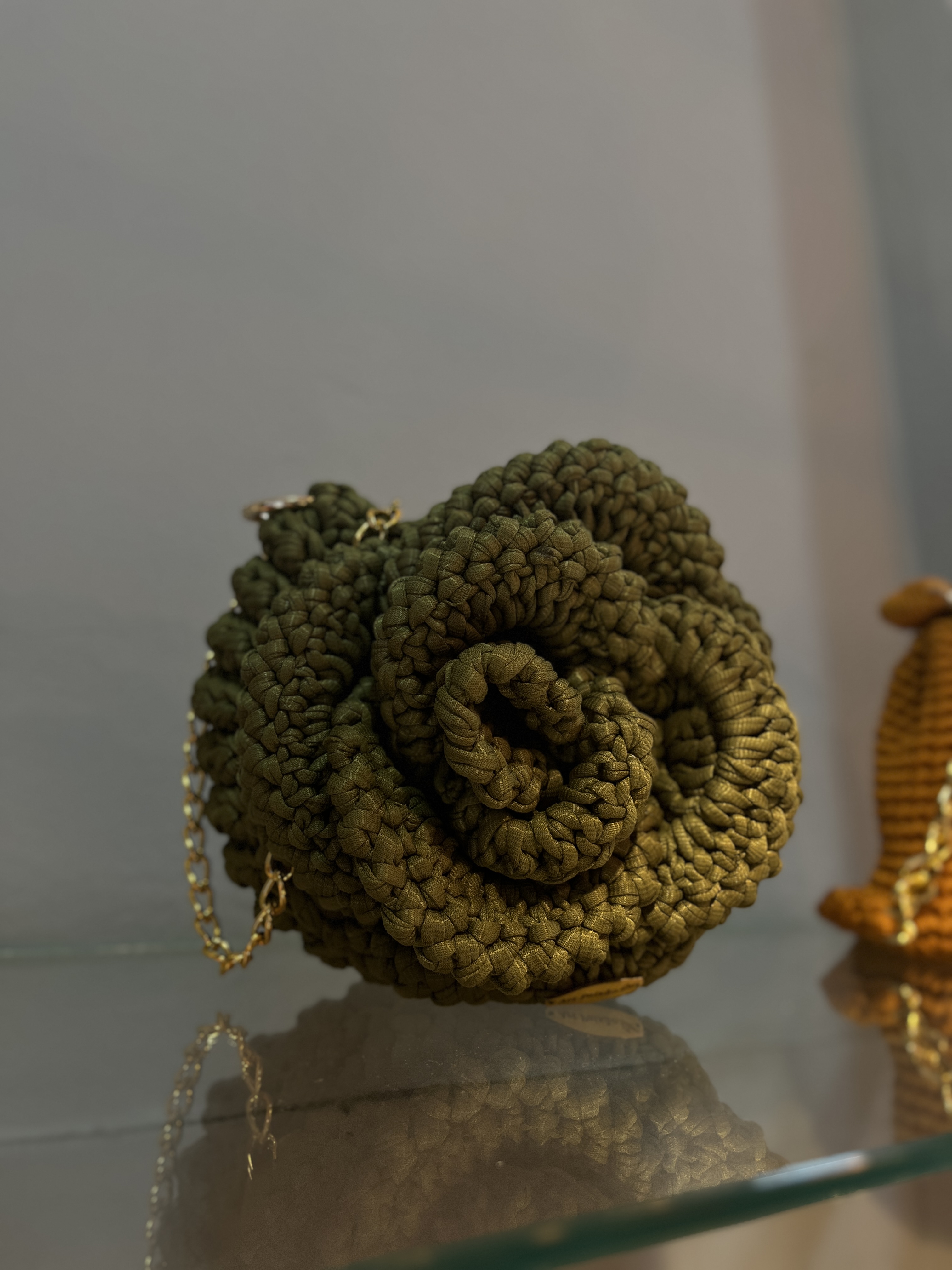 BOLSA DE CROCHÊ FLOR VERDE
