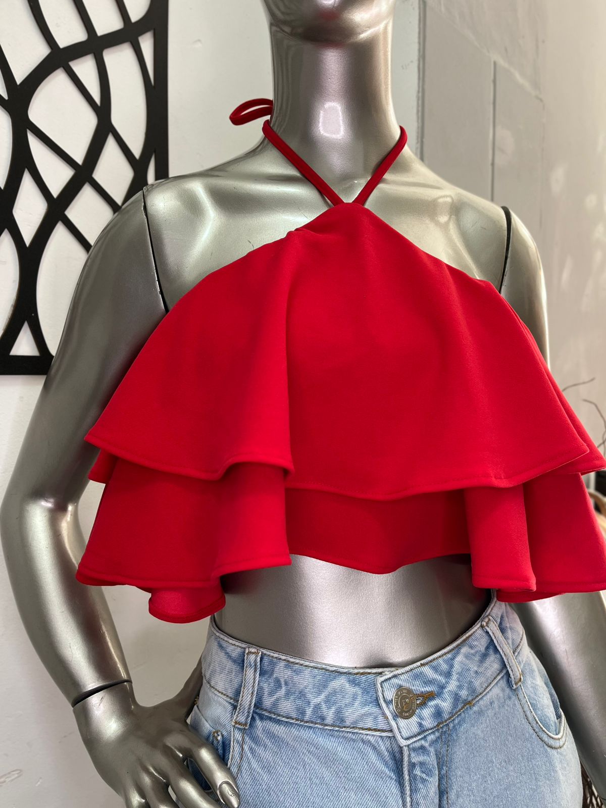 CROPPED BABADO CARMIN