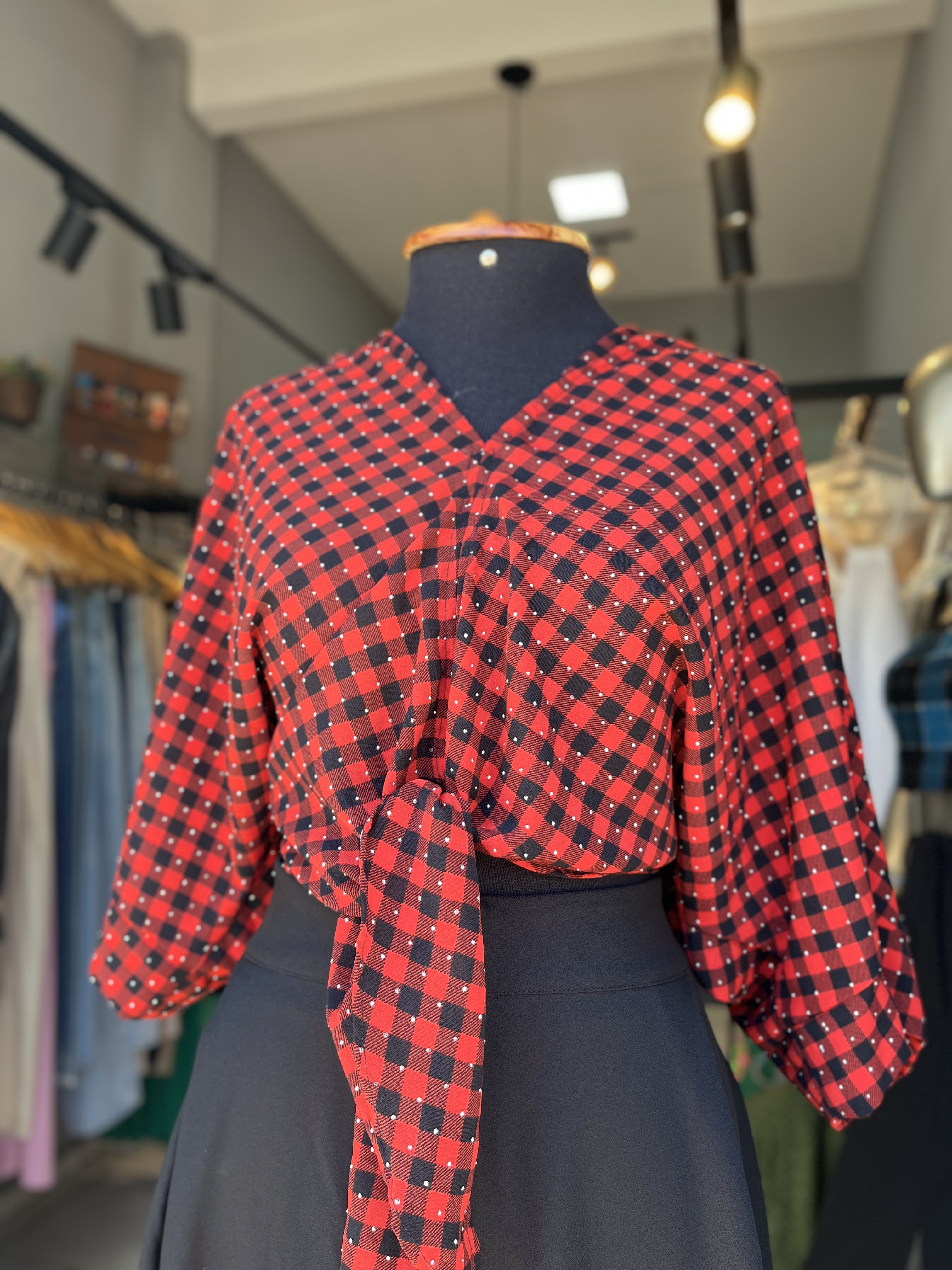 BLUSA XADREZ AMARRAÇÃO
